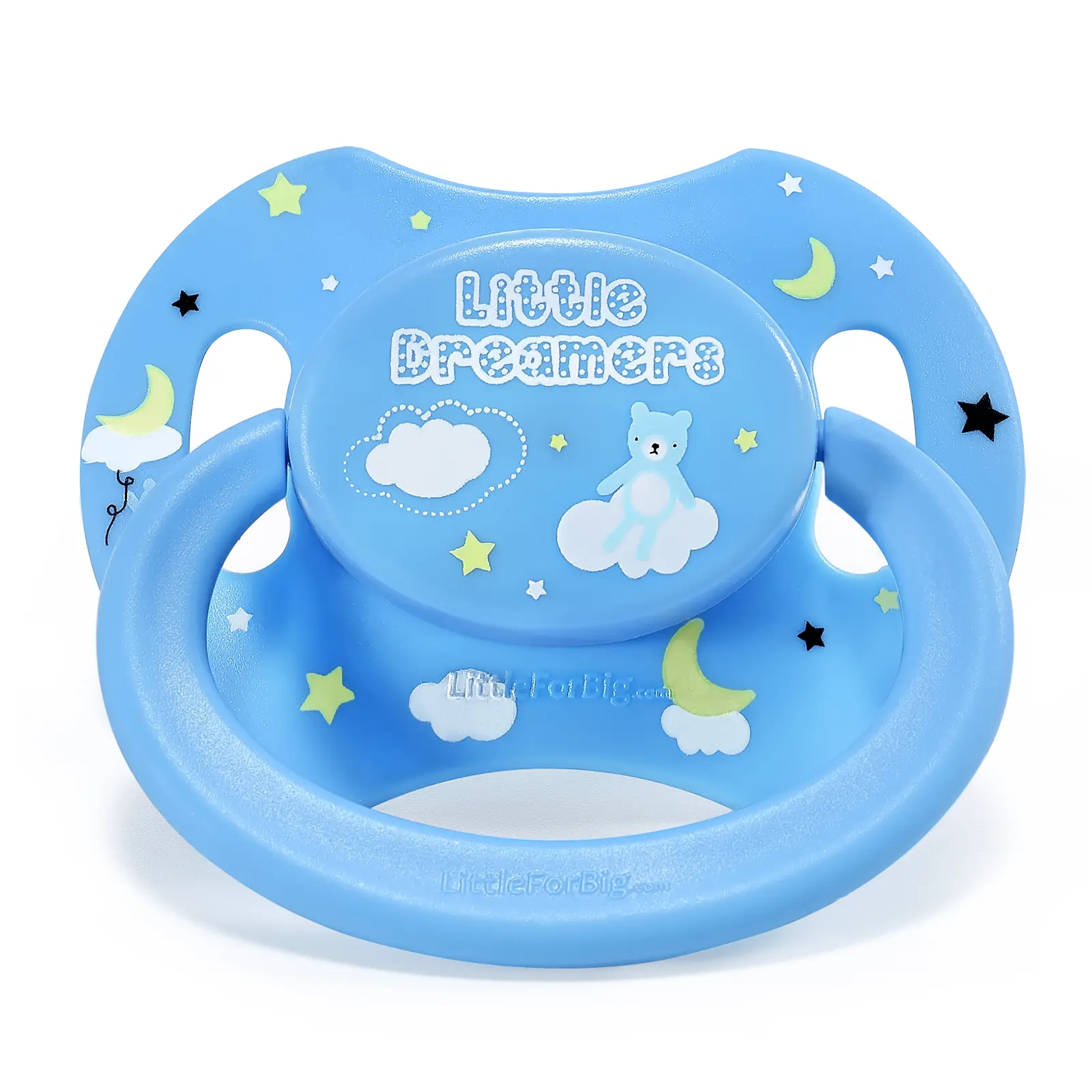 LittleForBig Adult Sized Pacifier Bigshield Generation-ll Little Dreamers Pattern with Clear Silicone Nipple & Dust Cap