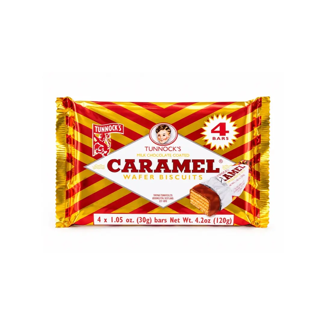 TUNNOCKS CARAMEL WAFER 4 BARS 4.2OZ