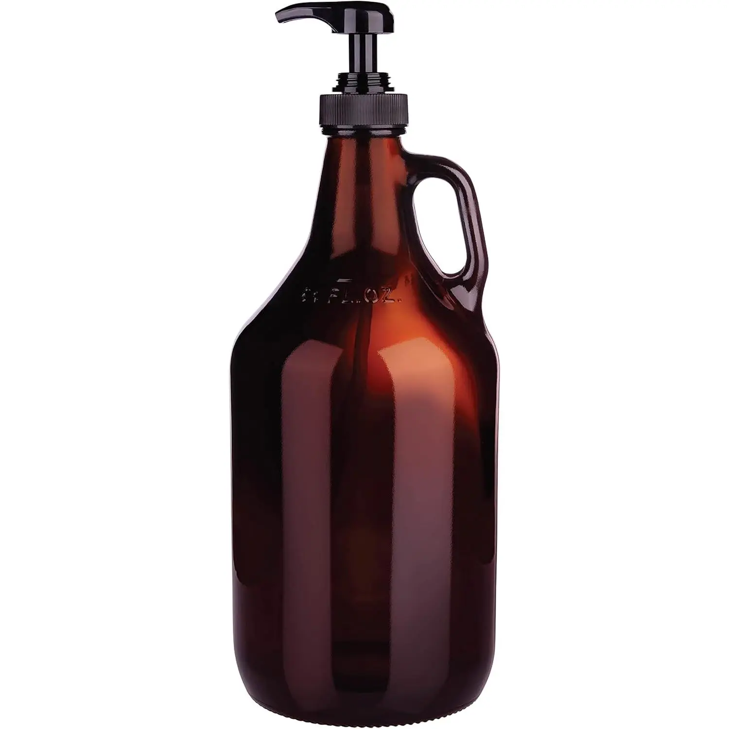 Glass Pump Dispenser Bottles (Pack of 2) - 64 fl oz Half-Gal Wide Base Grip Large Jugs, 12" Tall for Laundry Soap, Liquid Detergent, Fabric Softener, Syrup