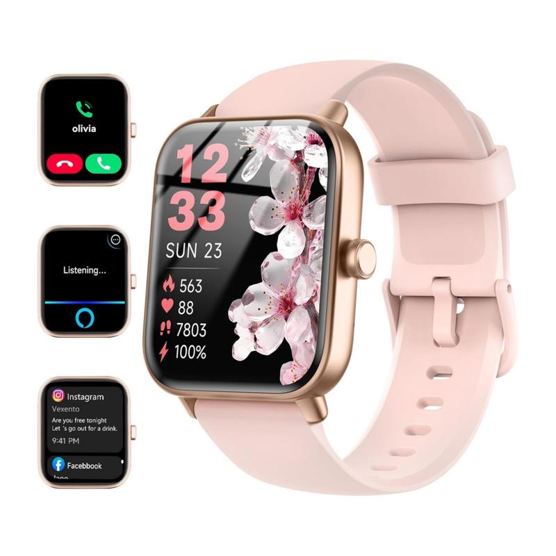 Smartwatch for Women, Alexa Built-in, 1.8" Fitness Tracker, IP68 Waterproof Smartwatch for Android & iPhone with Bluetooth Call (Answer/Make), Heart Rate/SpO2/Sleep Monitor/Pedometer,