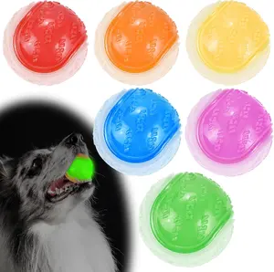 Glow Dog Ball, 2.5” Squeaky Dog Toy Ball, Dog Rubber Ball Toys for Small and Medium Dogs, Durable Dog Fetch Toys Puppy Chew Toys