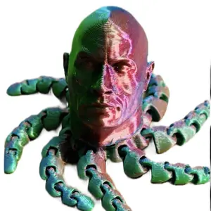 3D Printed Rocktopus Articulated Desk Toy Fun Flip Octopus for Collectors Fans High Detail Interactive Collectible