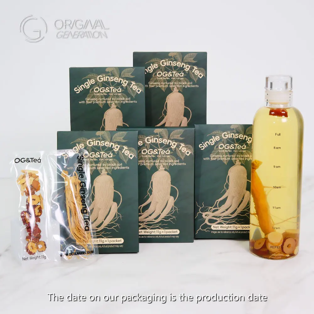 Live Special Energy Boost Tea 5 Cartons Ginseng Tea With Free Glass Bottle  11g-Carton With Ginseng, Red Dates, Bamboo, Longan