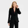 Women's Chic Polyester Crepe Fitted Blazer - Long Sleeves, Basic Style, Button Closure, Side Slit, Lightweight Fabric, Solid Color, Hidden Pocket