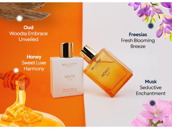 BellaVita Luxury's Too Sweet Too Sexy | 2x100ml Perfumes | Honey Oud & White Oud | Perfume for Men & Women | Long Lasting | Eau De Parfum BellaVita Luxury's Too Sweet Too Sexy | 2x100ml Perfumes | Honey Oud & White Oud | Perfume for Men & Women | Long Lasting | Eau De Parfum