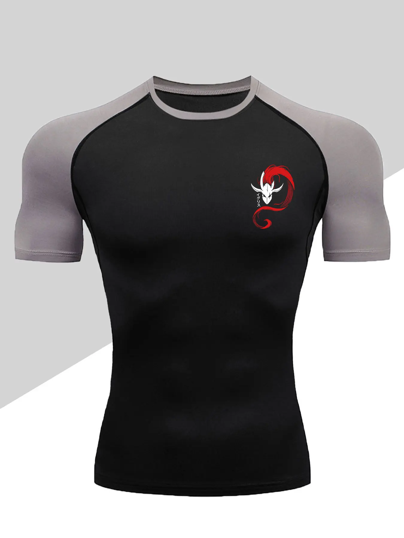 Men's Dragon Print Compression T-Shirt, Quick-Dry Breathable Stretch Fabric, Tight-Fitting Short Sleeve Top for Fitness and Outdoor Activities