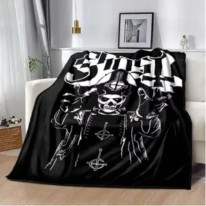 Ghost Swedish Rock Band Flannel Blanket - Premium Flannel Material Soft Cozy Throw for Sofa Bed Bedroom Living Room Halloween Mother's Day Valentine's Day Birthday Christmas Gift