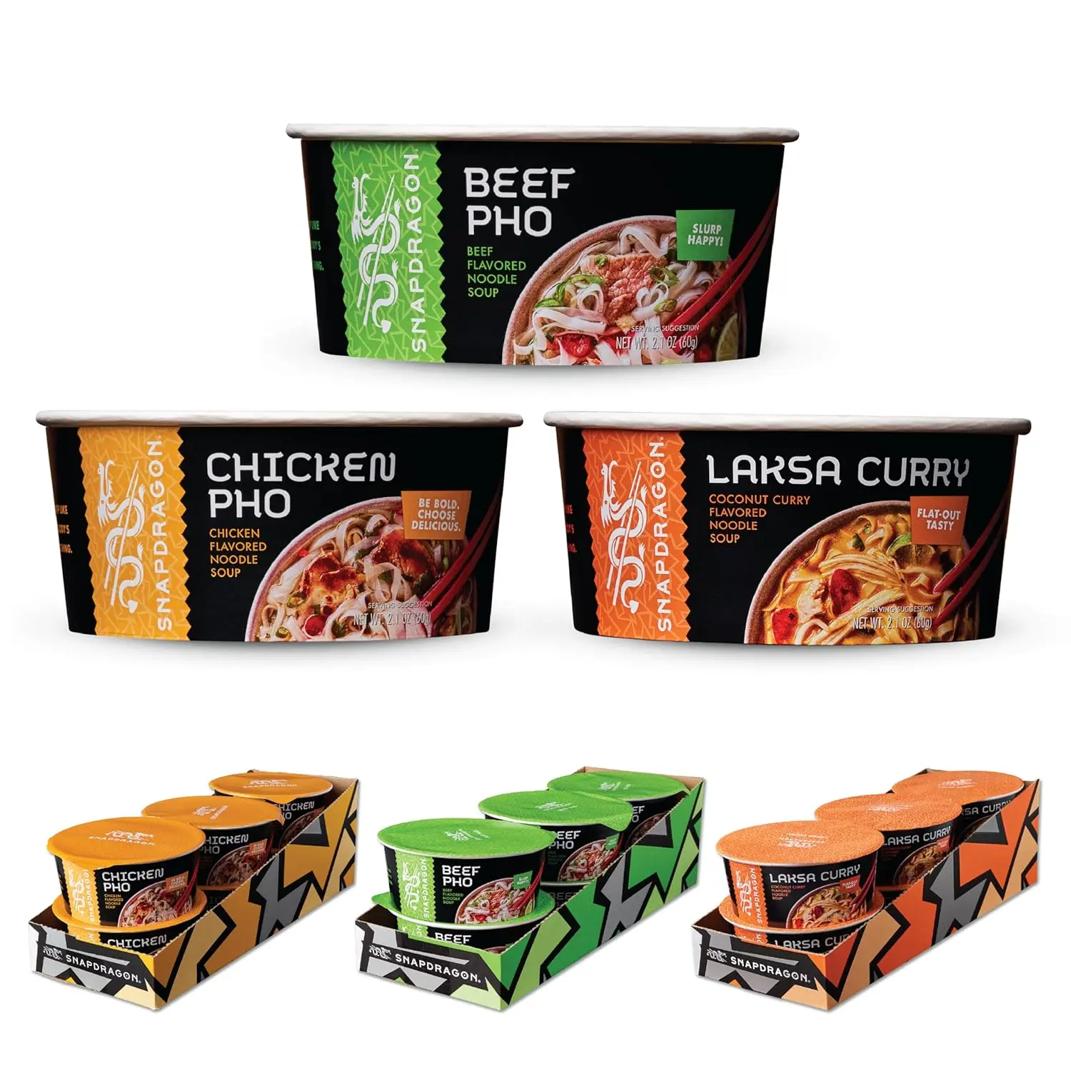 Pho, Laksa Curry Instant Noodles Bundle