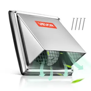 VEVOR 6 inch External Extractor Wall Vent Cover, Square AC Vent Gable Cover, Premium Stainless Steel with Built-in a Protection Screen, for House, Bathroom, Garage, Kitchen, Basement (1 Pack, Silver)VEVOR Super Brand Day