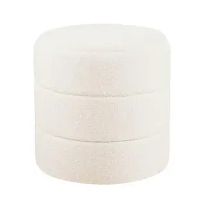 HomePop Round Ottoman Boucle Channel Texture Modern Living Room Bedroom Cream HomePop Round Ottoman Boucle Channel Texture Modern Living Room Bedroom Cream