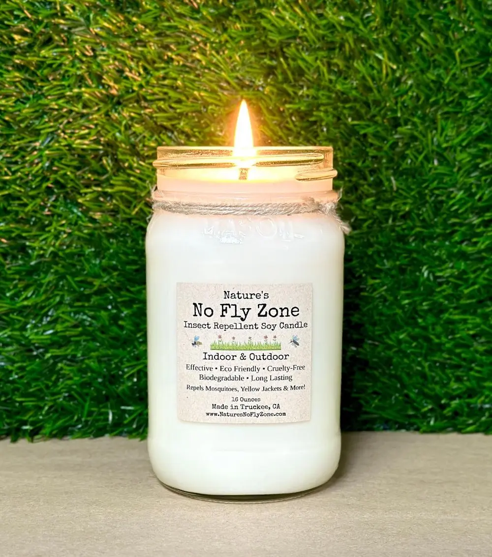 Nature's No Fly Zone Insect Repellent Candle - 100+ Hours Burn Time, Non-Toxic, Cruelty-Free, Eco-Friendly, Indoor & Outdoor Use