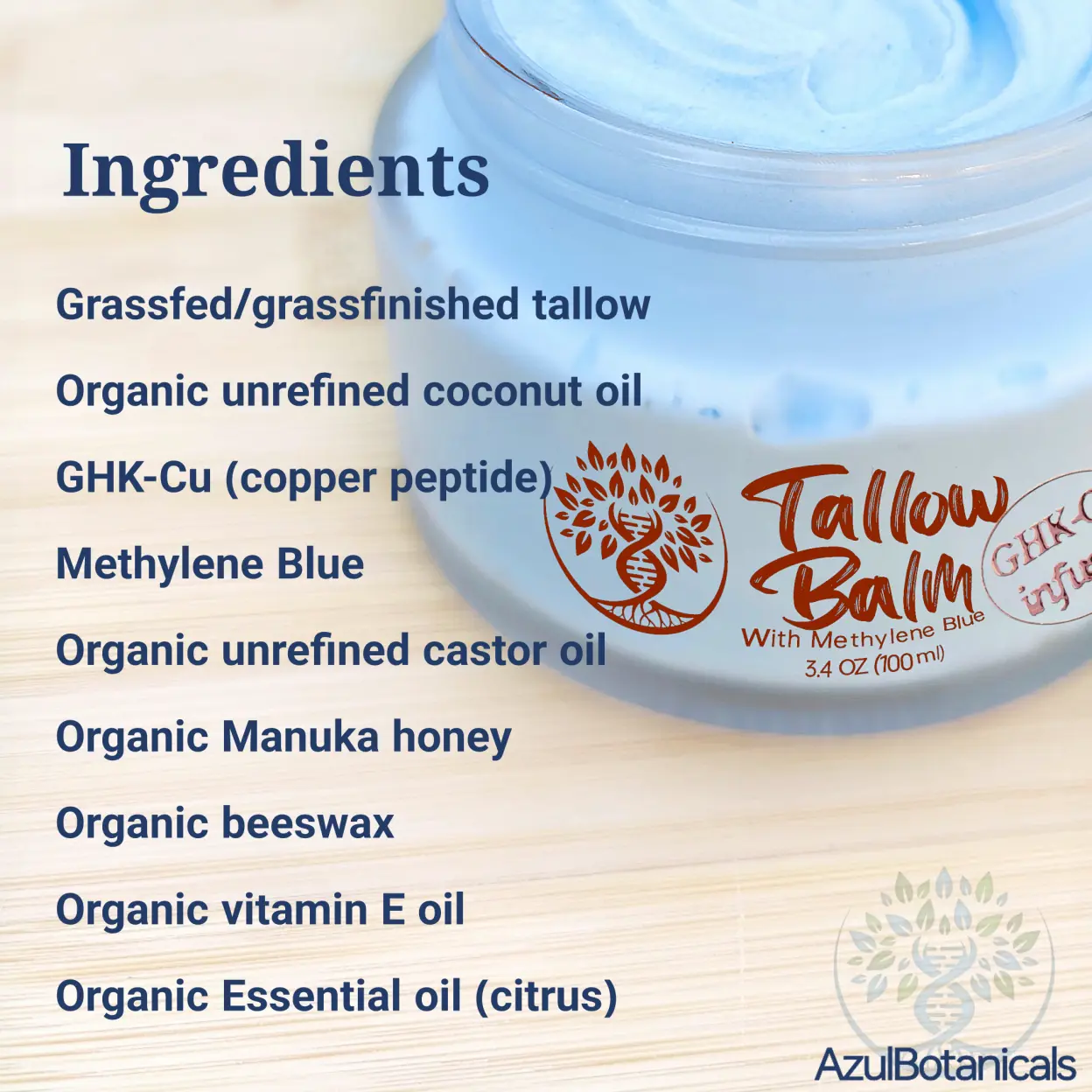 Anti-aging GHK-Cu (Copper Peptide) and Methylene Blue infused Whipped Grass  fed/finished Tallow Balm, Made with Organic ingredients. Moisturizer  Moisturizers Rejuvenating - TikTok Shop