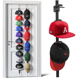 Hat Rack for Door - Two-Way Hanging Caps with Display Hooks and Hanger, Hat Organizer for Baseball Caps, Over the Door Hat Storage Organizer for Bedroom, Entrance or Garage Doors - 2 Packs