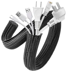 39in Polyamide Cable Sleeve, 1/2 inch Wire Loom Tubing, Split Sleeving for USB, Audio & Video Cables, Cat Chew Resistant Nylon Cable Gland, Cable Management for Under Desk, Home, Cable Organizer & Protector, Computer Cable Cover & Hider