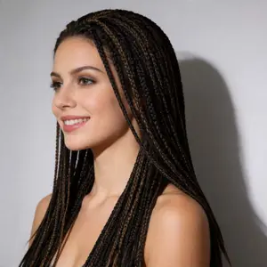 Wigscene A handmade 13x3 Lace Front braided wig . This knotless real box braided wig Natural Curly Synthetic Hair with Pre-Plucked Hairline, Breathable Invisible Lace for Athletic Style & Fashion Accessory;