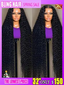 Bling Hair 13x6 Deep Curly Human Hair Wigs 13x4 Transparent Lace Frontal Wig Deep Wave Lace Front Wig For Women PrePlucked Wigs 180% Density TikTokShopHolidayHaul