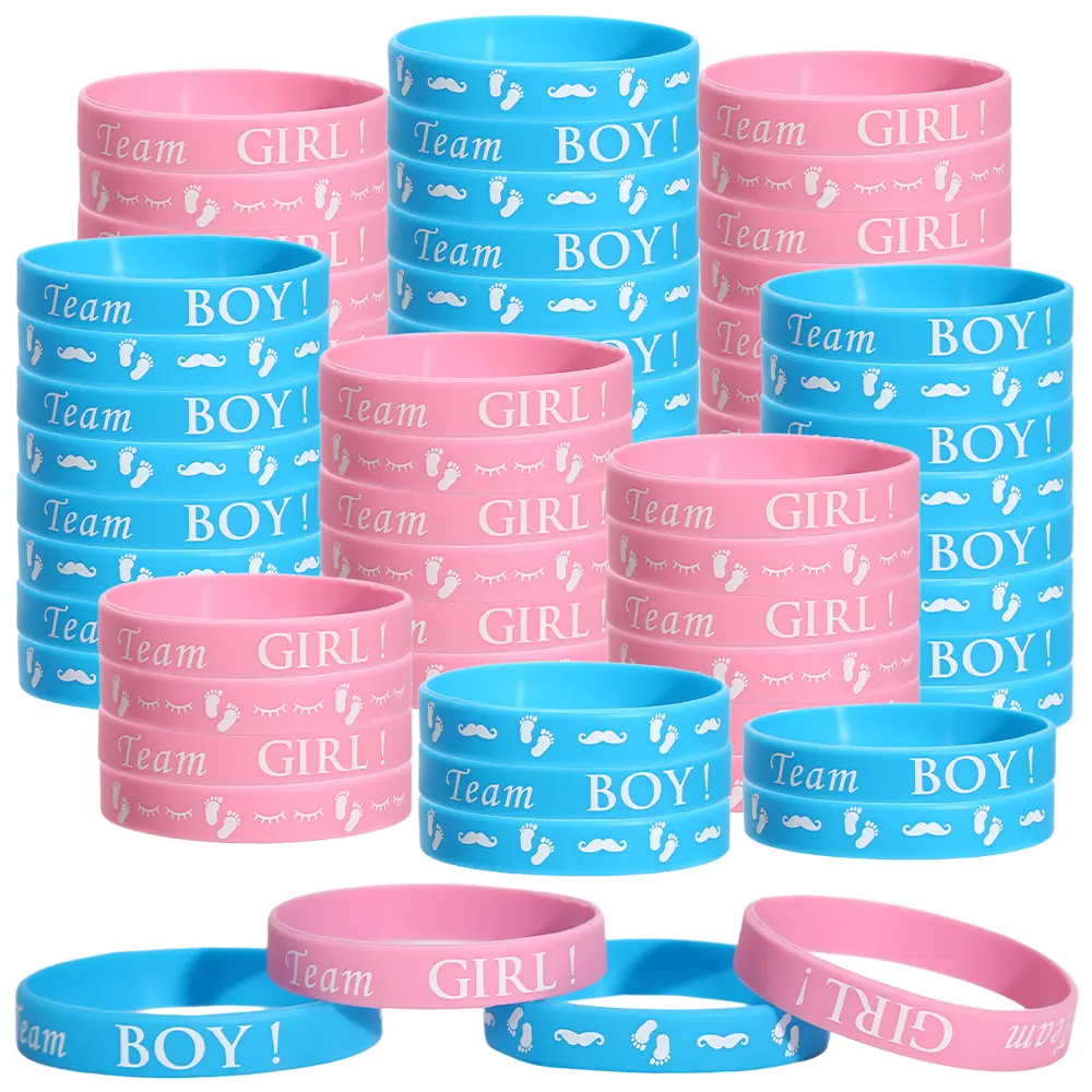 30 Pieces Gender Reveal Bracelets, Team Boy Silicone Wristbands Team Girl Gender Reveal Party Bracelets Team Both Rubber Wristband for Baby Shower Gender Reveal Party Favor Supplies