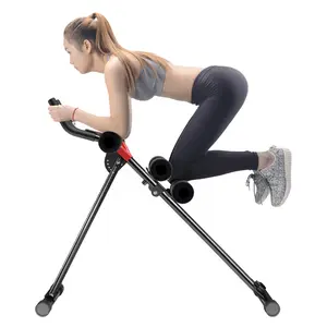 Abdominal Trainer, Home Ab Workout Machine, Core & Abdominal Exercise Equipment, Adjustable Full Body Ab Trainer, Height Adjustable Foldable Abdominal Training Machine with Resistance Bands, Dual Rail Ab Shaping Device