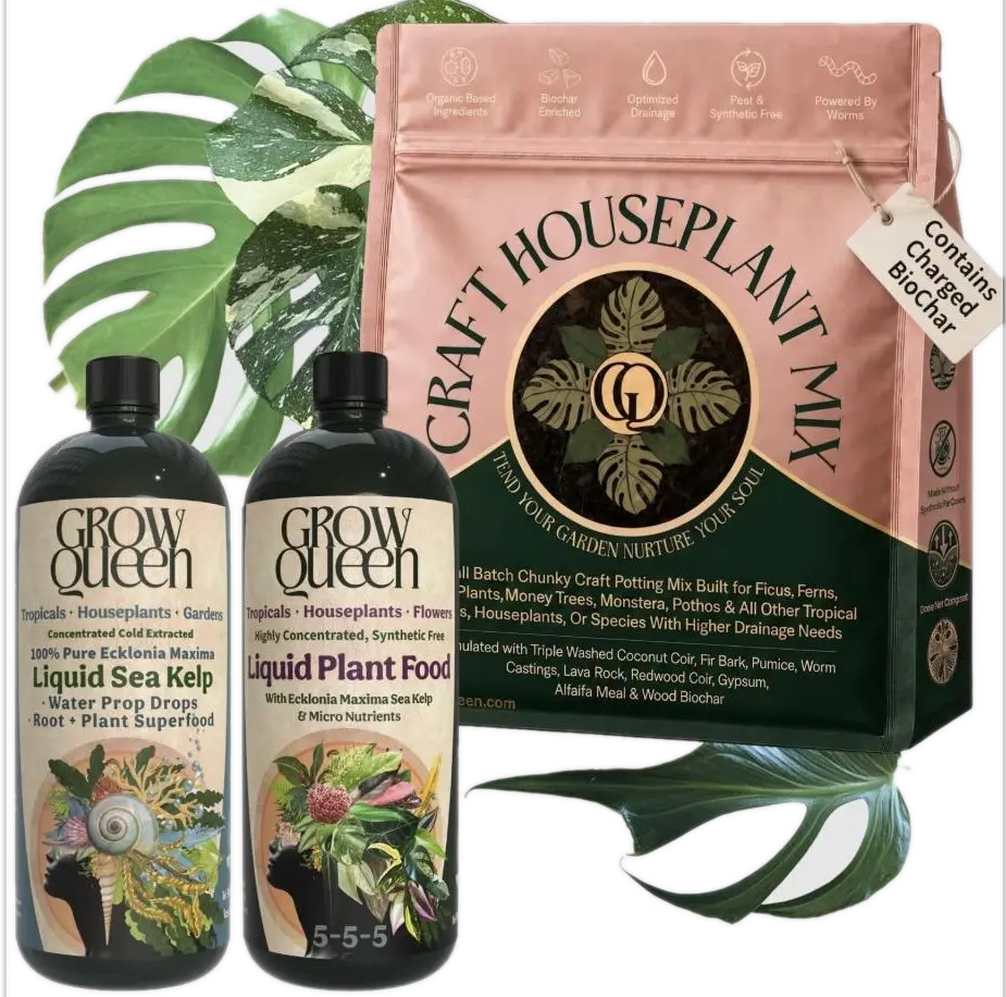 Houseplant Generalist Kit - Craft Houseplant Potting Mix, Organic 5-5-5 Liquid Plant Food & Kelp Extract Bundle - Pro