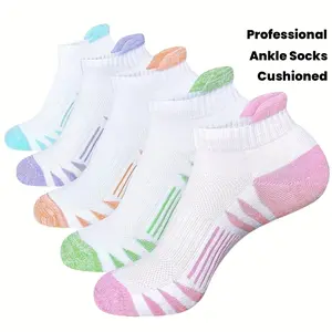 5/6/10 pairs of women's professional sports socks, featuring anti-blister, cushioning, and odor-resistant design, suitable for running