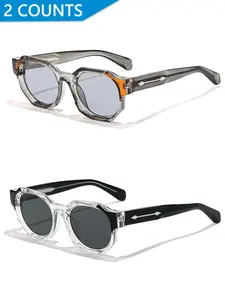 Unisex Vintage Tinted Lens Sunglasses, Trendy Casual Sunglasses for Everyday Use, Fashion Accessories for Outdoor Activities