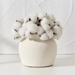 Ceramic Flower Vase with Wide Mouth Lace, 4.8 Inch Pottery Rustic Farmhouse Boho Vases, Small Terracotta Vase for Home Decor, Table, Living Room, Bathroom, Shelf, Wedding, White