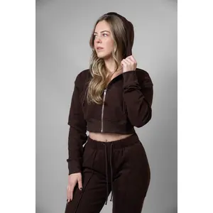Luxury Loungewear Crop Zip Hoodie