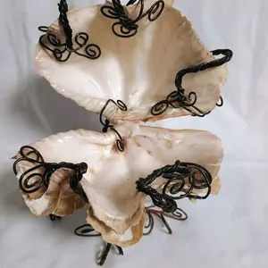 Handmade decrotive full Shell Jewelry Bowl - Tableware with Unique Shell Design and Black Wire Accents