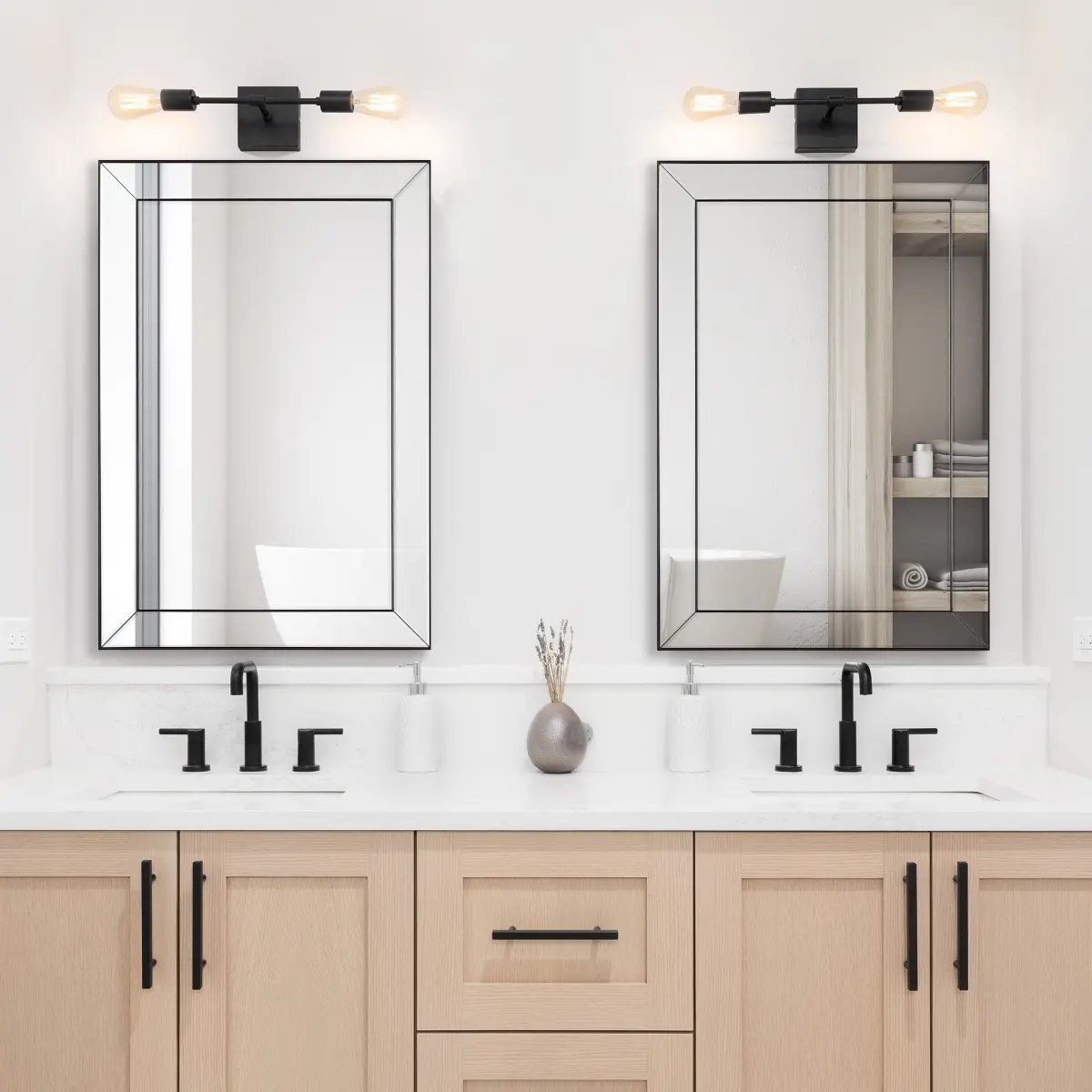 212 MAIN Wall Mounted Beveled Center Rectangular Mirror - Dark Bronze, Horizontal, Elegant Design, 23x34x1 in.