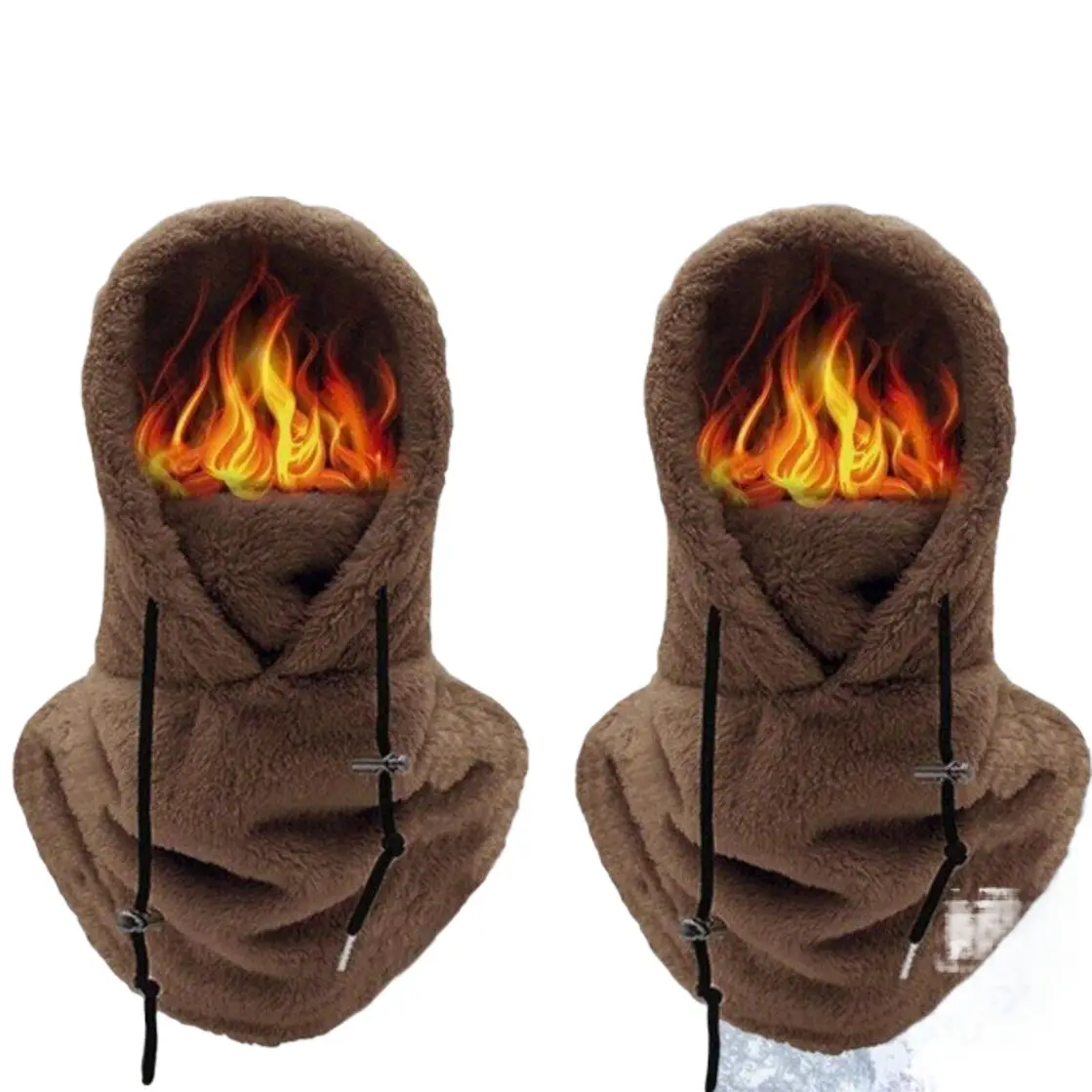 Unisex Adults' 2PCS Soft Fleece Material Winter Hooded Ski Mask Balaclava - Windproof Thermal Face Cover with Scarf Design, Maximum Coverage Warm Hat, Multi-Activity Use for Skiing, Cycling, Outdoor Cold Weather Protection