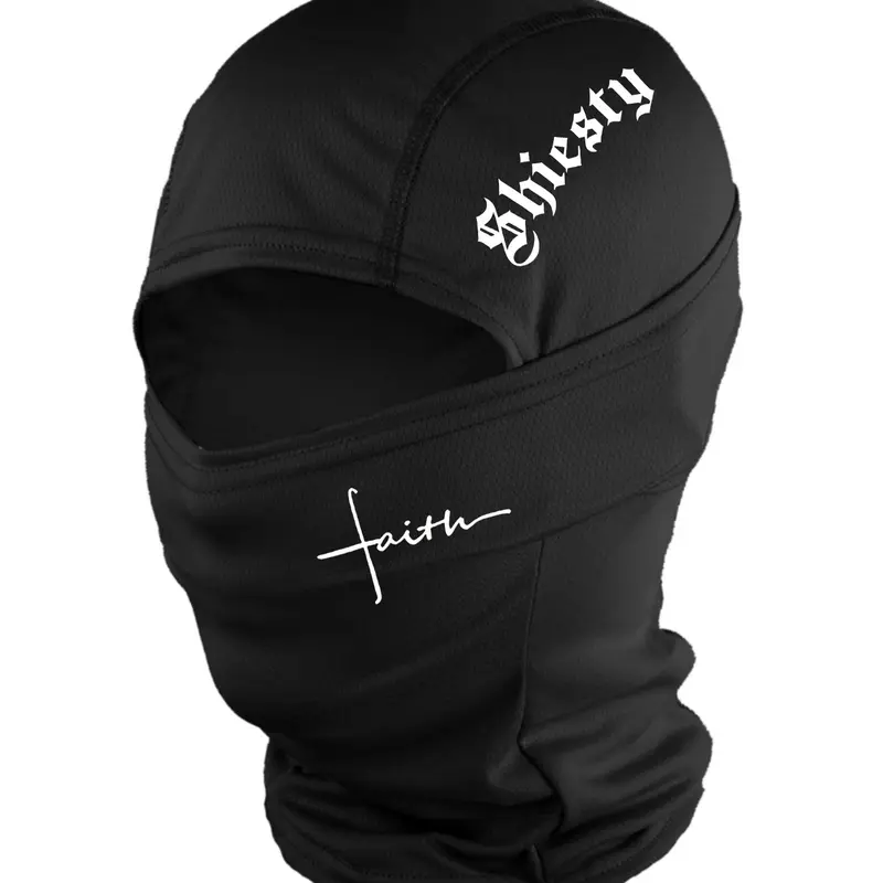 2pcs/1pc Unisex Cross and Letter Printing Balaclava Face Covering Face Mask Neck Gaiter Masks Headwear Breathable Ski Mask for Men Women Outdoor Sports Hiking Fishing Commuting Suitable for Daily Wear