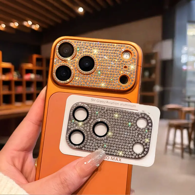 Luxury fashionable integrated flash diamond camera lens protective film For iPhone 17 Pro Max Screen Protector Mobile Phone All inclusive metal lens protective film tiktokshopspringglowup