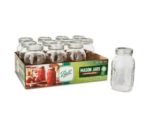 Ball Regular Mouth Quart 32-Oz. Glass Mason Jar with Lids and Bands, 12-Count
