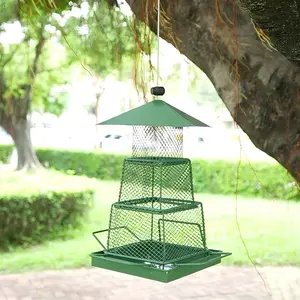Metal Mesh Outdoor Hanging Wild Bird Feeder - Suitable for Finches, Cardinals, Chickadees, Green