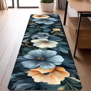 Floral Pattern Hallway Runner Rug, 1 Count Modern Non-slip Washable Floor Mat, Soft Non Shedding Decorative Carpet for Home Living Room Bedroom, Botanical Area Rugs