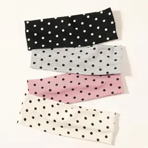 4 Pack Polka Dot Stretchy Headbands, Soft Non-Slip Wide Hair Bands for Women Daily Wear Workout