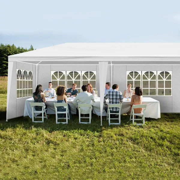 [Bellemave]10X20ft/10X30ft white 4enclosed/5 enclosed pergola with 4/5 windows made of PE cloth