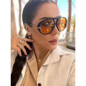 1PC New Vintage Oversized Double Bridge Square Glasses | Unisex (Women & Men)! Versatile for Outdoor, Parties, Daily Casual – Summer Beach Vacation Shades, Fall/Winter Outfit Accessory, Y2K Basics, Business Casual Gift