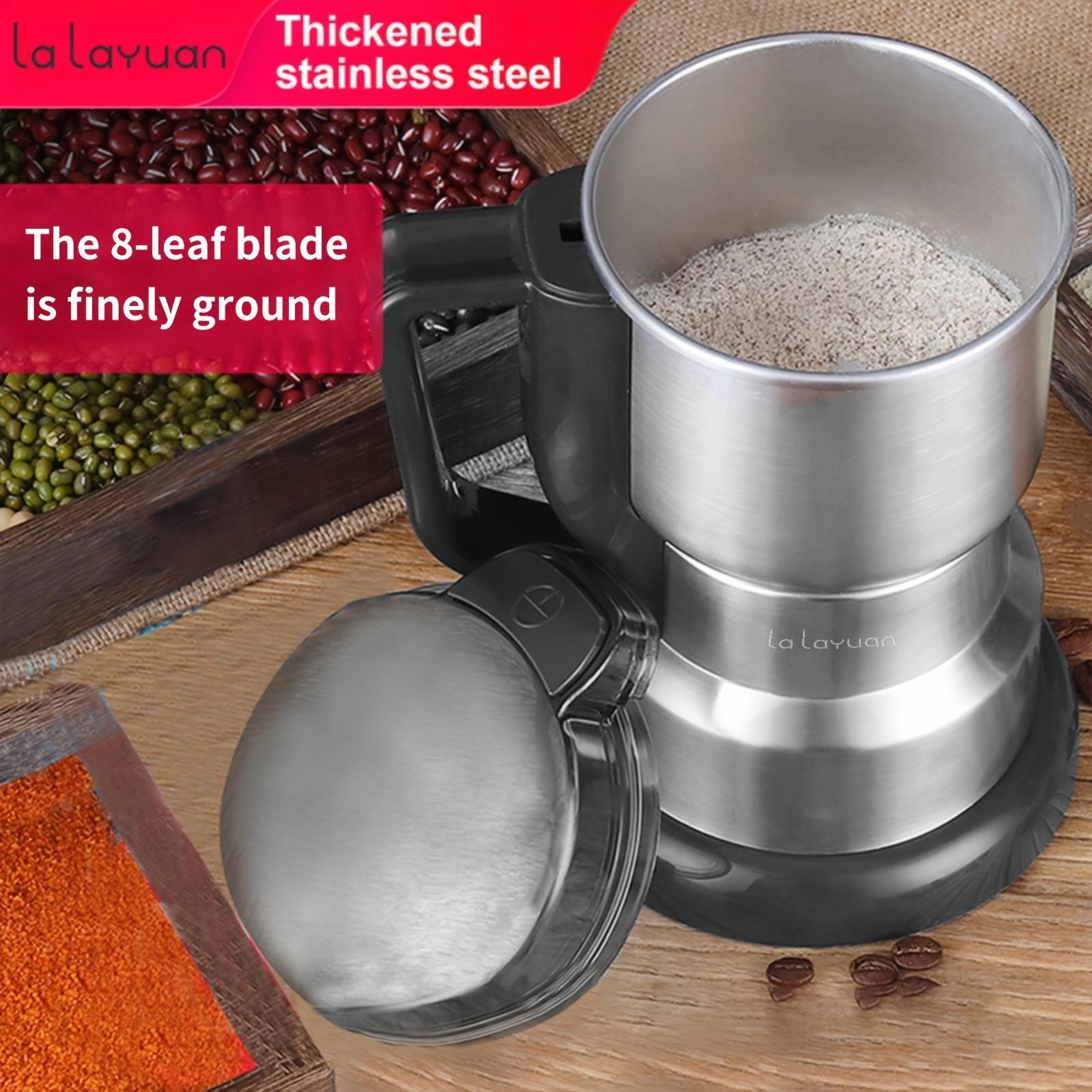 Lalayuan Electric Grinder with Powerful Motor, 10-Second Fast Grinding, Stainless Steel Blade & Chamber, 1-Button Control Grain Mill for Beans, Spices, Nuts, Dry Food Processor