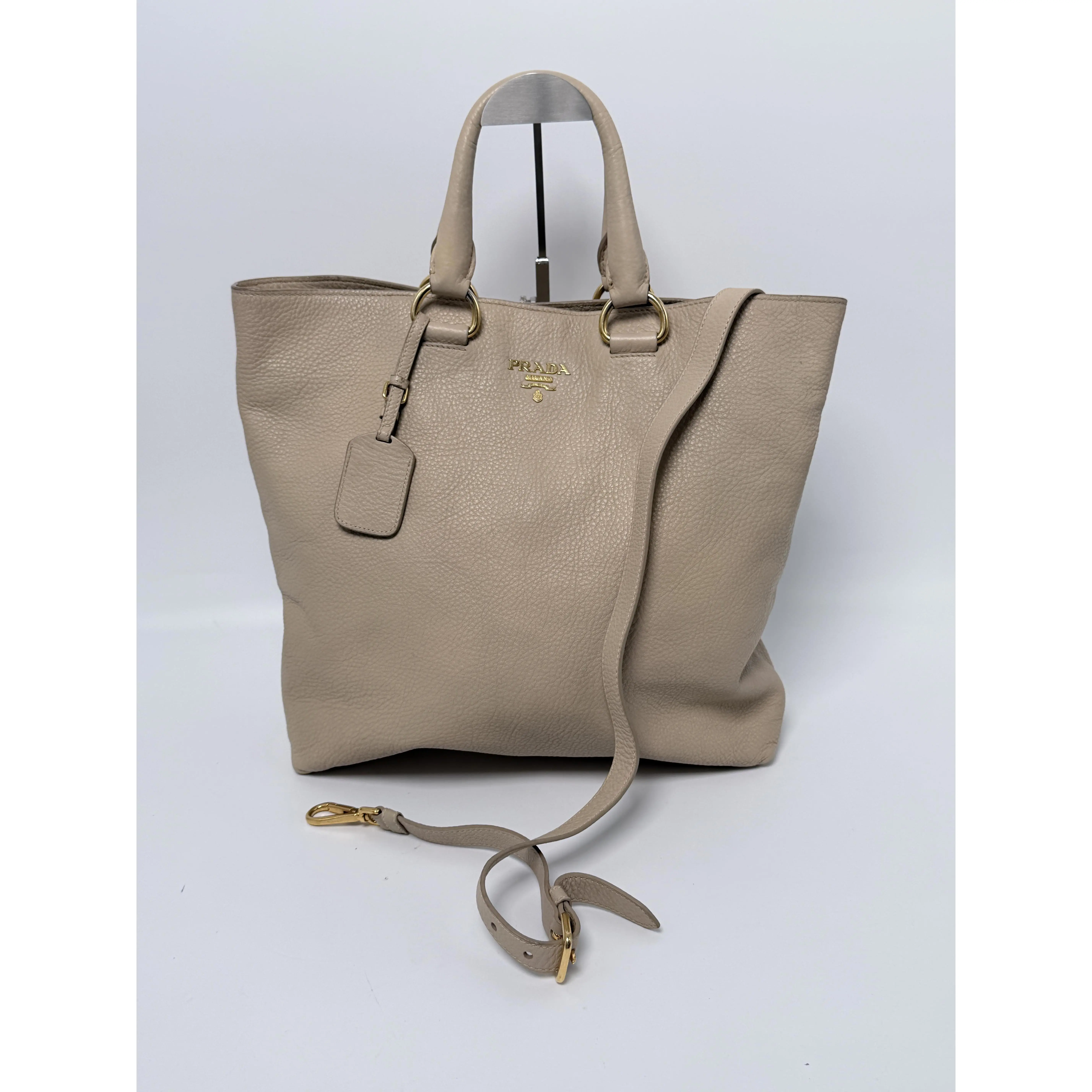 Pre-owned PRADA leather Tote Bags Vitello Daino Shopping Tote Bag JE524PD