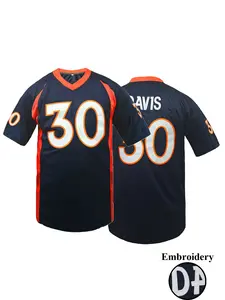Men's Loose Fit Breathable Embroidered Sports Shirt, Casual Short Sleeve Rugby Jersey, Denver #30 Stitched Football Jersey,All-Season Sportswear,Perfect for Outdoor Sports & Training,Casual Wear