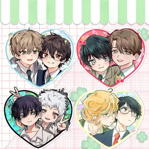 Lost In The Cloud, Summer Hikaru Died, Cherry Magic, Doukyusei, Scumbag, Ganbare Heart Yaoi Bl Webtoon Couple Keychain Acrylic Charms, Kawaii Cute Acrylic Keychain Charms, Perfect Gift for Fans & Collectors