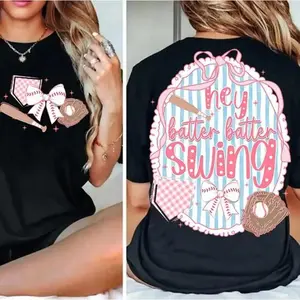 Preppy Baseball Bow Glitter T-shirt, Hey Batter Batter Swing Game Day T-shirt, Baseball Coquette Bow T-shirt, Sports, Girly T-shirt