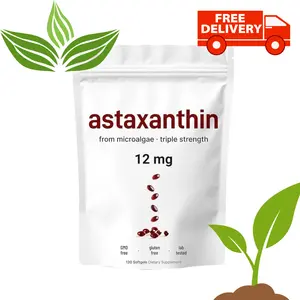 Astaxanthin 12mg, 120 Softgels | 4 Monthly Supply, Natural Tanning, Fresh Microalgae Source