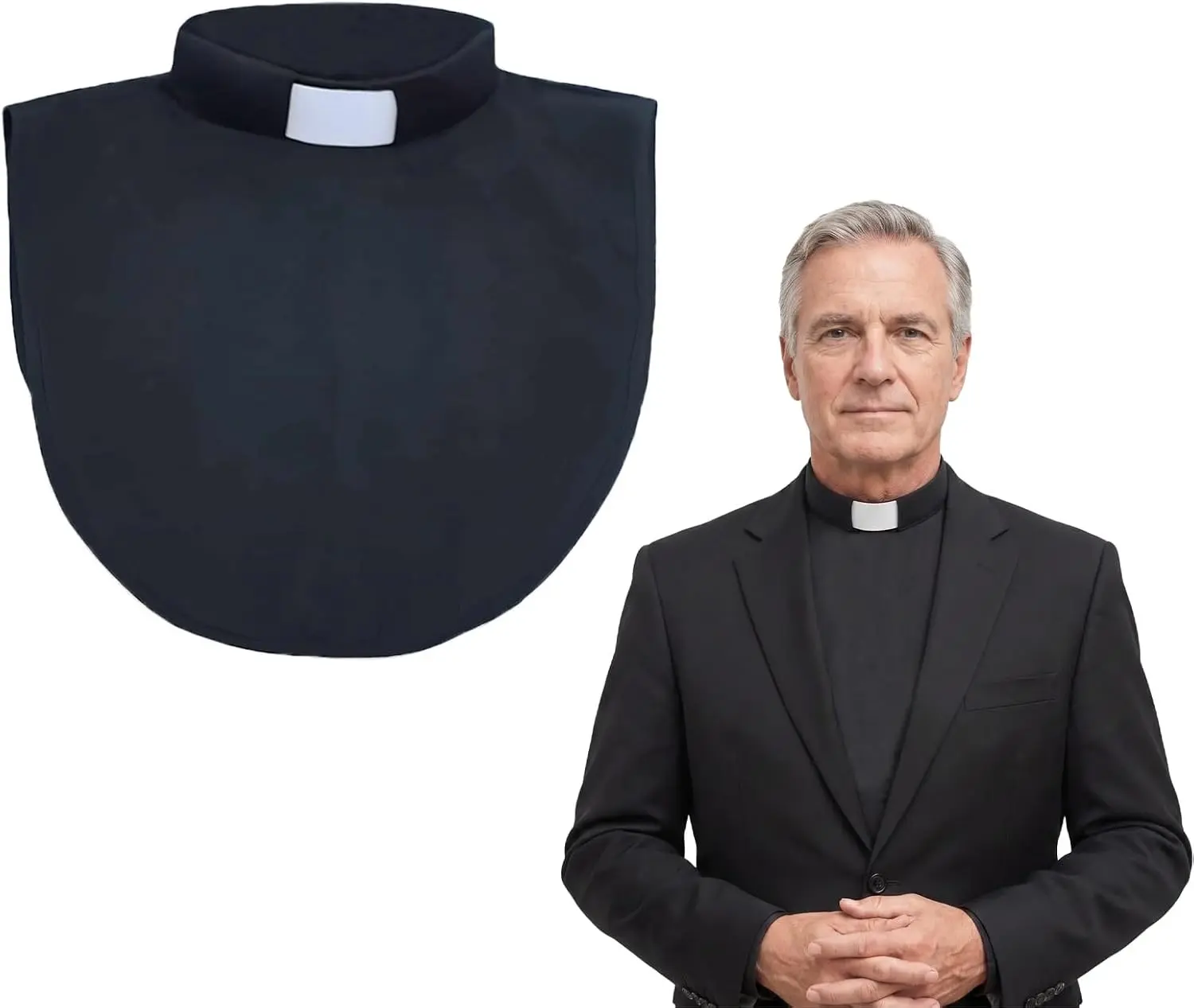 Priest Clergy Tab Collar Unisex Costume Pastor Bib Dickey for Clerical Shirt