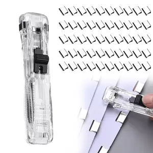 2 Sets Handheld Paper Clam Clip Dispenser with 100 Reusable Paper Clips -  Metal Clips in Clear Box for Office, School and Home Organization