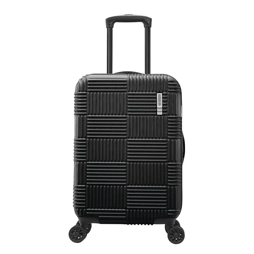 American Tourister NXT Hardside Large Checked Spinner Suitcase - Blackout: 8 Wheels ABS Shell