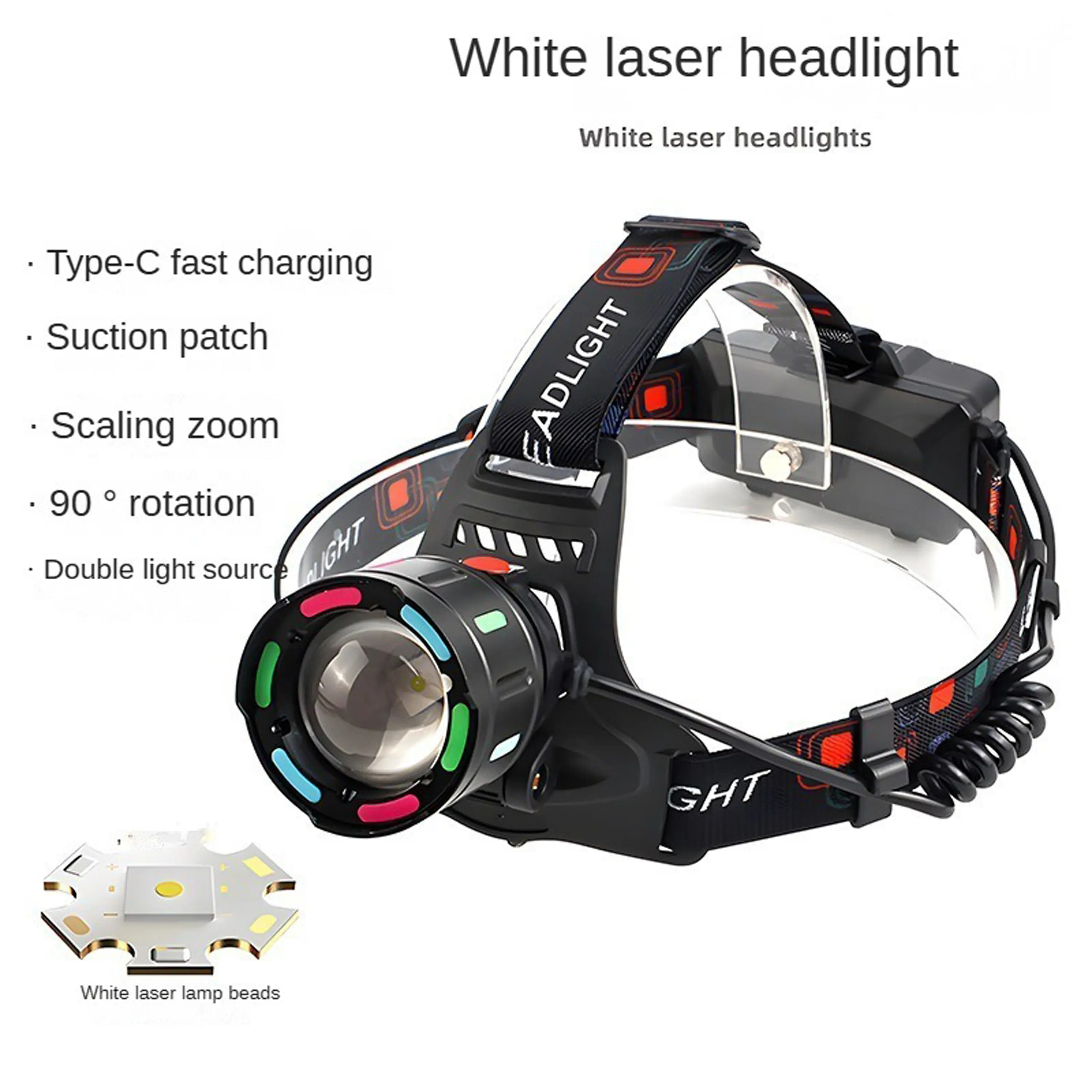 Super bright Rechargeable LED zoom Adjustable Headlamp, high lumen Lightweight Waterproof Flashlight with Red Light for Running,home emergency, outdoo