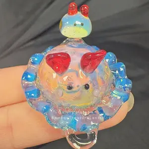 Handmade lamp working sea bunny glass pendant, high quality artwork, diy ice animals, special and unique