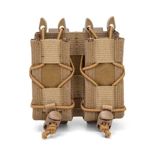 Tactical 9mm Double Magazine Pouch Molle System Outdoor Holster with Elastic Flashlight Storage